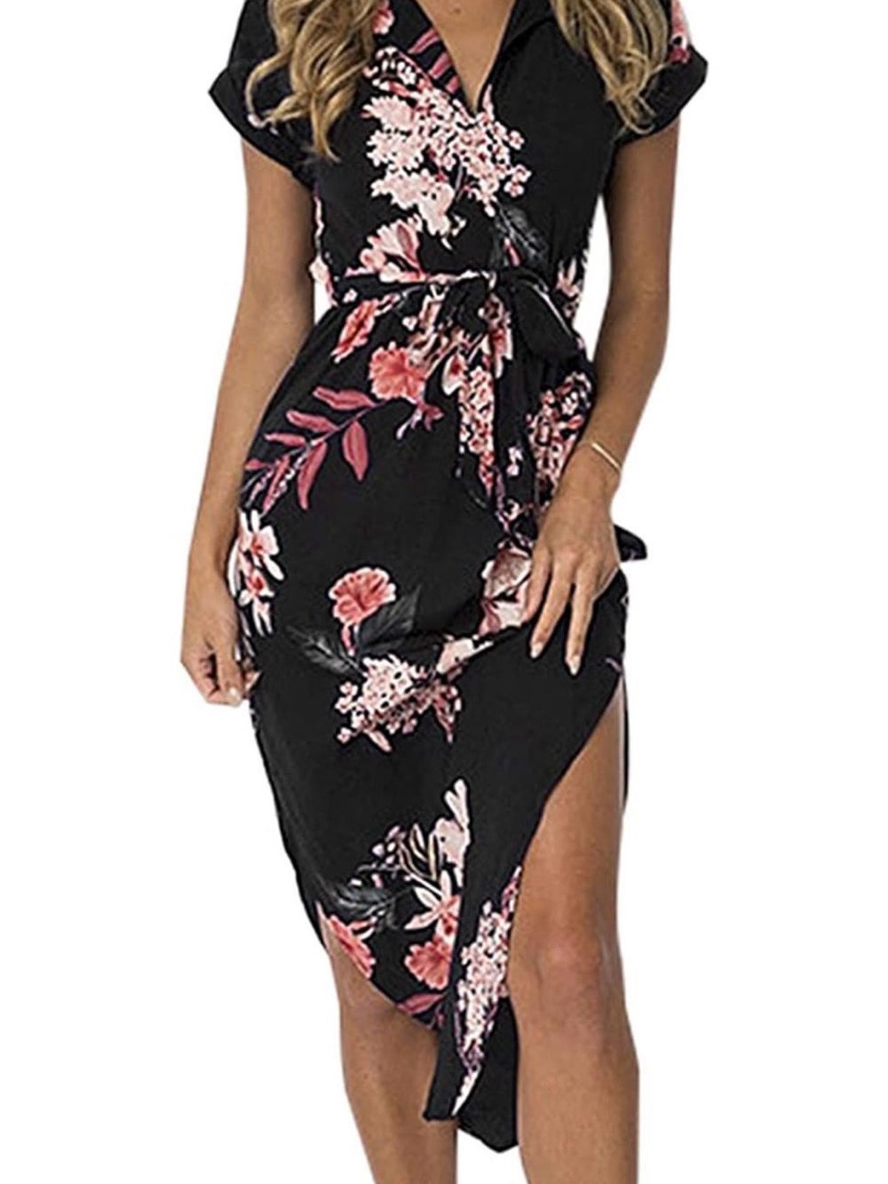 Dual Split-Side V-neck Dress